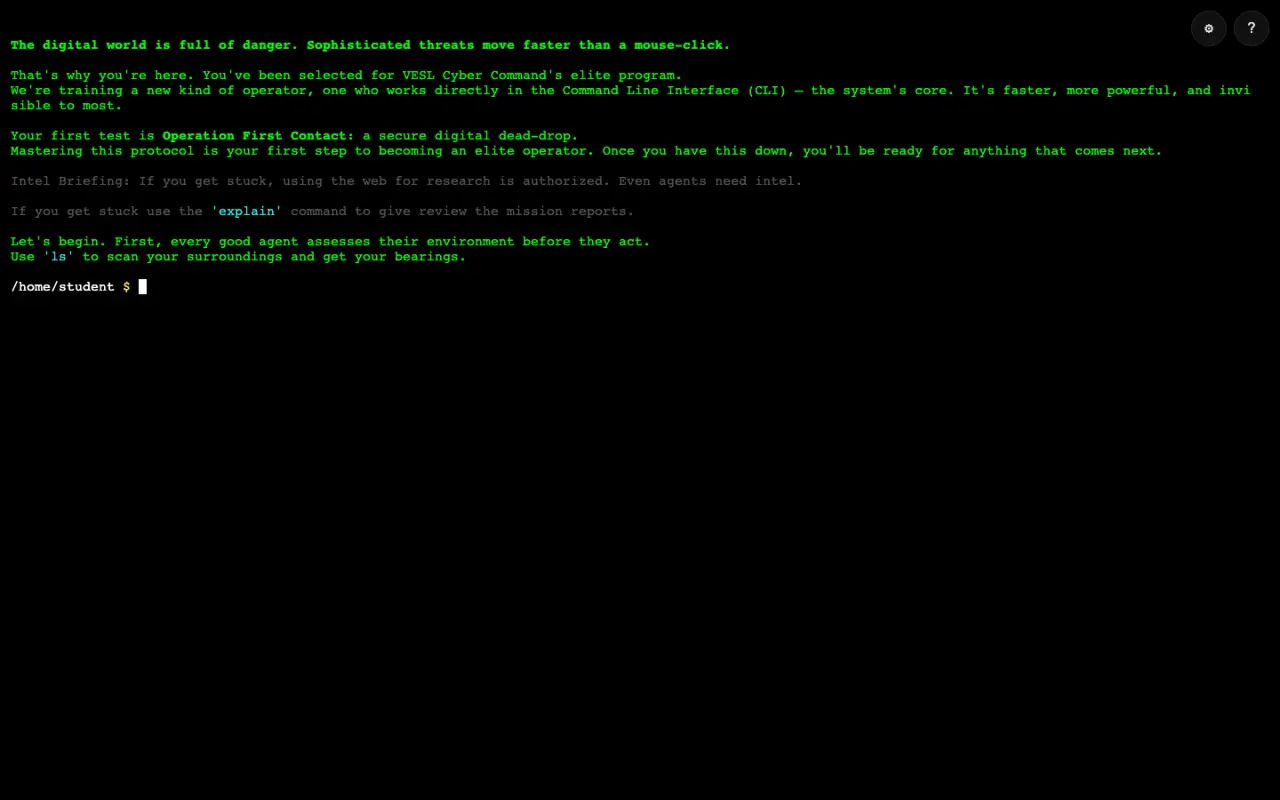Screenshot of VESL Cyber Command